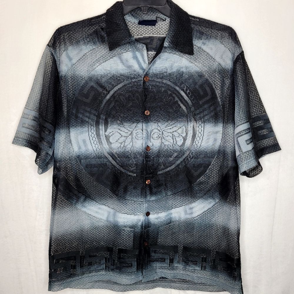 Vintage Bachi Exchange Button Down Mesh Shirt Size Medium